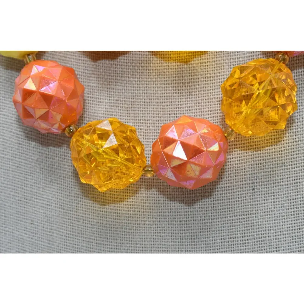 Vintage West Germany Lucite Necklace Double Strand Orange Yellow Faceted
